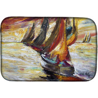 "Caroline's Treasures Sails Sailboat Dish Drying Mat, 14"" x 21"""