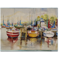 "Caroline's Treasures JMK1064PLMT Paradise Yacht Club Ii Sailboats Fabric Placemat, Multicolor"