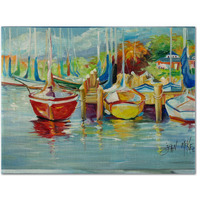 "Caroline's Treasures JMK1070PLMT On The Dock Sailboats Fabric Placemat, Multicolor"