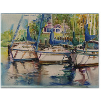 "Caroline's Treasures JMK1071PLMT Safe Harbour Sailboats Fabric Placemat, Multicolor"