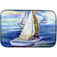 "Caroline's Treasures Rock My Boat Sailboats Dish Drying Mat, 14"" x 21"""
