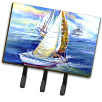 "Caroline's Treasures JMK1073TH68 Rock My Boat Sailboats Leash or Key Holder, Large, Multicolor"