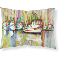 "Caroline's Treasures JMK1074PILLOWCASE Shrimp Fleet Fabric Standard Pillowcase, Large, Multicolor"