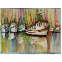 "Caroline's Treasures JMK1074PLMT Shrimp Fleet Fabric Placemat, Multicolor"