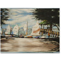 "Caroline's Treasures JMK1077PLMT Sailing Lessons Sailboats Fabric Placemat, Multicolor"