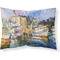 "Caroline's Treasures JMK1079PILLOWCASE Shrimp Boat Warehouse Fabric Standard Pillowcase, Large, Multicolor"