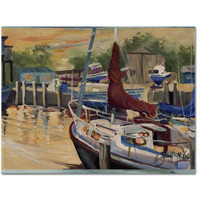 "Caroline's Treasures JMK1083PLMT New Sunset Bay Sailboat Fabric Placemat, Multicolor"