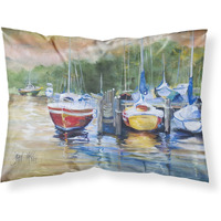 "Caroline's Treasures JMK1086PILLOWCASE Up The Creek Sailboat Fabric Standard Pillowcase, Large, Multicolor"