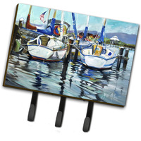 "Caroline's Treasures JMK1087TH68 Turquoise Bay Sailboat Leash or Key Holder, Large, Multicolor"