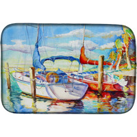 "Caroline's Treasures Towering Q Sailboat Dish Drying Mat, 14"" x 21"""