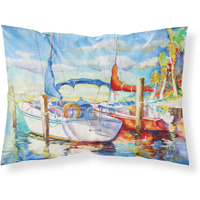 "Caroline's Treasures JMK1088PILLOWCASE Towering Q Sailboat Fabric Standard Pillowcase, Large, Multicolor"