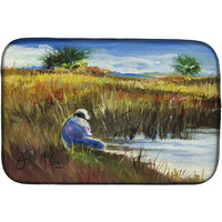 "Caroline's Treasures Fisherman on the Bank Dish Drying Mat, 14"" x 21"", Multicolor"