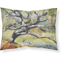 "Caroline's Treasures JMK1132PILLOWCASE Oak Tree On The Bay with Sailboats Fabric Standard Pillowcase, Large, Multicolor"