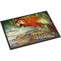 "Caroline's Treasures Red Parrot at Lulu's Indoor or Outdoor Mat, 24"" x 36"", Multicolor"