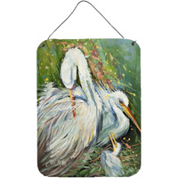 "Caroline's Treasures White Egret in the Rain Wall or Door Hanging Prints, 16"" x 12"""