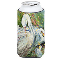 White Egret in the Rain Tall Boy Beverage Insulator Hugger JMK1139TBC