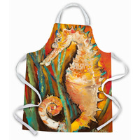 "Caroline's Treasures JMK1142APRON Seahorse Apron, Large, Multicolor"