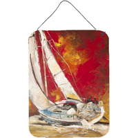 "Caroline's Treasures Red Sailboat Wall or Door Hanging Prints, 16"" x 12"""