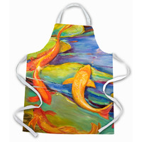 "Caroline's Treasures JMK1170APRON Koi Apron, Large, Multicolor"