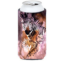 "Cheetah, Lion, and Zebra Tall Boy Beverage Insulator Hugger JMK1194TBC"