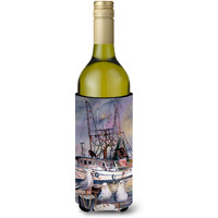 Sea Gulls and shrimp boats Wine Bottle Beverage Insulator Hugger JMK1196LITERK