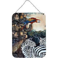 "Caroline's Treasures Zebras and Parrots Wall or Door Hanging Prints, 16"" x 12"""