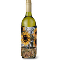 Pot of Sunflowers Wine Bottle Beverage Insulator Hugger JMK1202LITERK