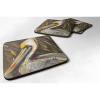 "Caroline's Treasures JMK1217FC Pelican Lookin East Foam Coaster (Set of 4), 3.5"" H x 3.5"" W, Multicolor"