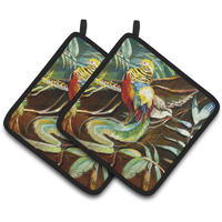 "Caroline's Treasures Mandarin Pheasant Pair of Pot Holders JMK1221PTHD, 7.5HX7.5W, Multicolor"