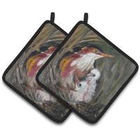 "Caroline's Treasures Happy Family Pair of Pot Holders JMK1224PTHD, 7.5HX7.5W, Multicolor"