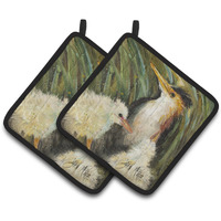 "Caroline's Treasures Happy Family Pair of Pot Holders JMK1225PTHD, 7.5HX7.5W, Multicolor"