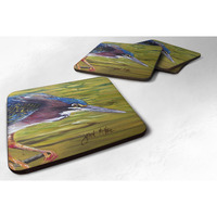 "Caroline's Treasures JMK1226FC Green Heron Foam Coaster (Set of 4), 3.5"" H x 3.5"" W, Multicolor"