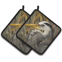 "Caroline's Treasures Blue Heron Pair of Pot Holders JMK1229PTHD, 7.5HX7.5W, Multicolor"