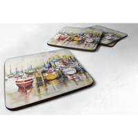 "Caroline's Treasures Set of 4 Paradise Sailboats Foam Coasters JMK1235FC, 3.5"" H x 3.5"" W, Multicolor"