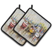 "Caroline's Treasures Paradise Sailboats Pair of Pot Holders JMK1235PTHD, 7.5HX7.5W, Multicolor"