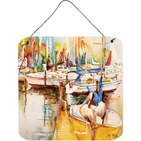 "Caroline's Treasures Pelicans and Sailboats Wall or Door Hanging Prints, 6 x 6"""