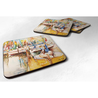 "Caroline's Treasures JMK1238FC Pelicans and Sailboats Foam Coaster (Set of 4), 3.5"" H x 3.5"" W, Multicolor"
