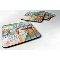"Caroline's Treasures JMK1239FC Gazebo and Sailboats Foam Coaster (Set of 4), 3.5"" H x 3.5"" W, Multicolor"