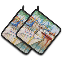 "Caroline's Treasures Gazebo & Sailboats Pair of Pot Holders JMK1239PTHD, 7.5HX7.5W, Multicolor"
