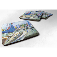 "Caroline's Treasures JMK1241FC Day Break Sailboats Foam Coaster (Set of 4), 3.5"" H x 3.5"" W, Multicolor"