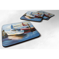 "Caroline's Treasures JMK1242FC Symmetry Sailboats Foam Coaster (Set of 4), 3.5"" H x 3.5"" W, Multicolor"