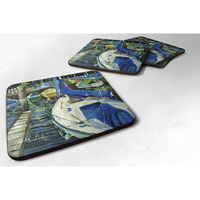 "Caroline's Treasures JMK1245FC Sailboats Foam Coaster (Set of 4), 3.5"" H x 3.5"" W, Multicolor"