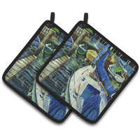 "Caroline's Treasures Sailboats Pair of Pot Holders JMK1245PTHD, 7.5HX7.5W, Multicolor"
