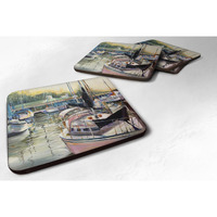 "Caroline's Treasures JMK1246FC Black Sails Sailboats Foam Coaster (Set of 4), 3.5"" H x 3.5"" W, Multicolor"