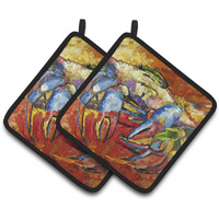 "Caroline's Treasures Red Crab Pair of Pot Holders JMK1252PTHD, 7.5HX7.5W, Multicolor"