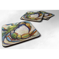 "Caroline's Treasures JMK1254FC #21 Crab Foam Coaster (Set of 4), 3.5"" H x 3.5"" W, Multicolor"