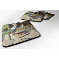 "Caroline's Treasures JMK1257FC Three Big Claw Crab Foam Coaster (Set of 4), 3.5"" H x 3.5"" W, Multicolor"