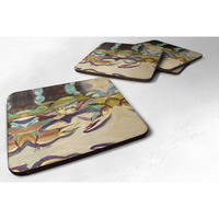 "Caroline's Treasures JMK1259FC Crab Tailfin Crab Foam Coaster (Set of 4), 3.5"" H x 3.5"" W, Multicolor"