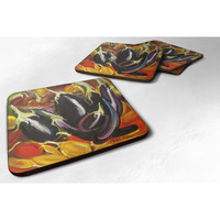 "Caroline's Treasures JMK1260FC Eggplant Foam Coaster (Set of 4), 3.5"" H x 3.5"" W, Multicolor"