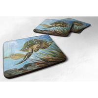 "Caroline's Treasures JMK1261FC Loggerhead Sea Turtle Foam Coaster (Set of 4), 3.5"" H x 3.5"" W, Multicolor"